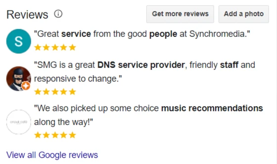 reviews in search engine results